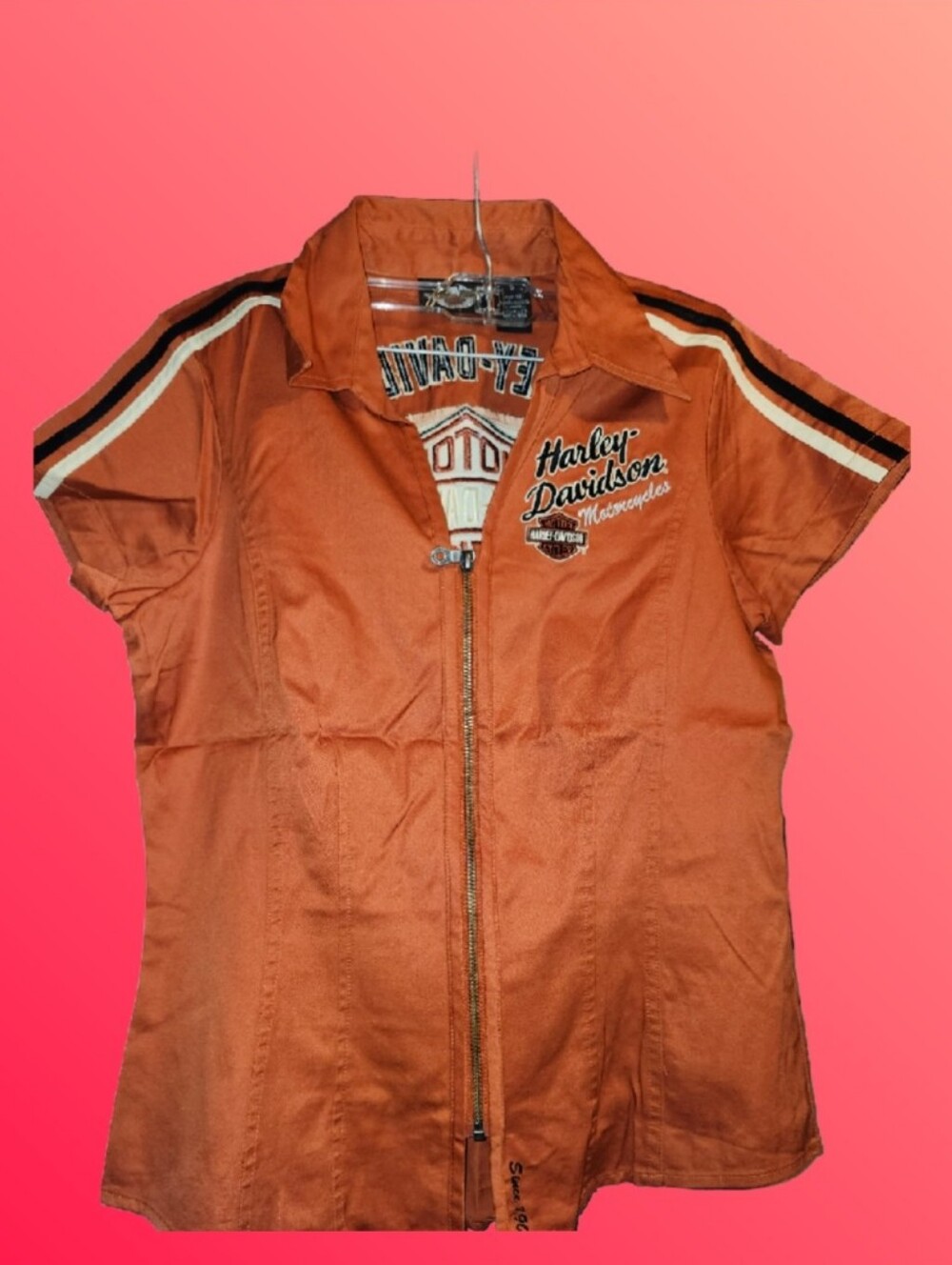 Harley‑Davidson Women’s Full‑Zip Mechanic Shirt — Small | Orange